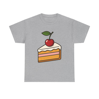 Cherry on Top Italian Design Art  Cute Cake Slice with Glossy Fruit