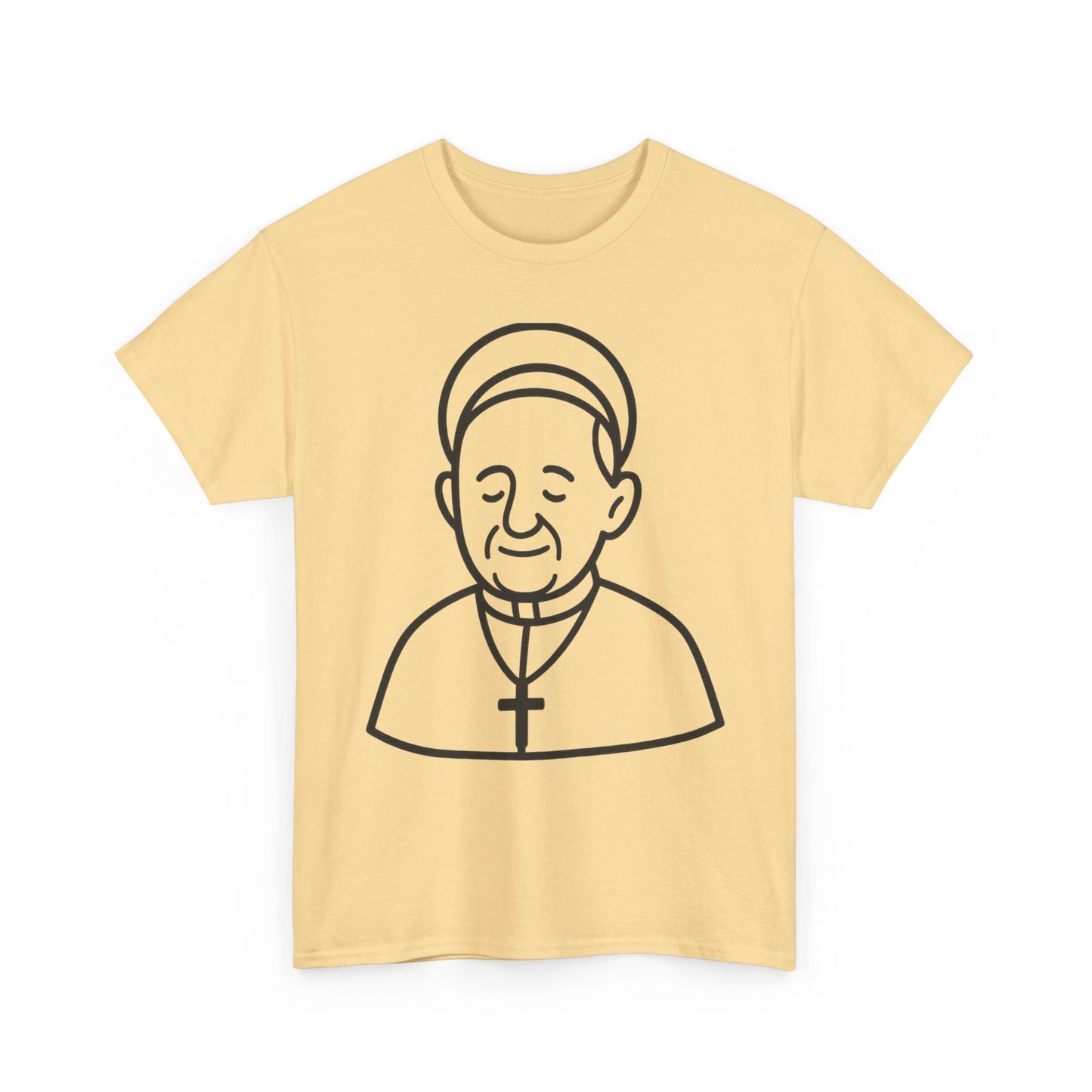 Simple Line Art Pope Francis with Halo | Transparent Minimal Outline