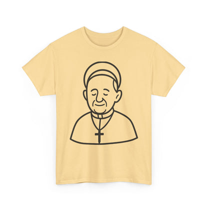 Simple Line Art Pope Francis with Halo | Transparent Minimal Outline