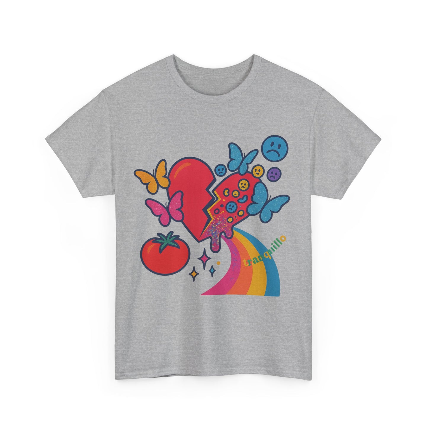 Glitch Heart with Butterflies and Emojis Pop Surreal Shisgama Art