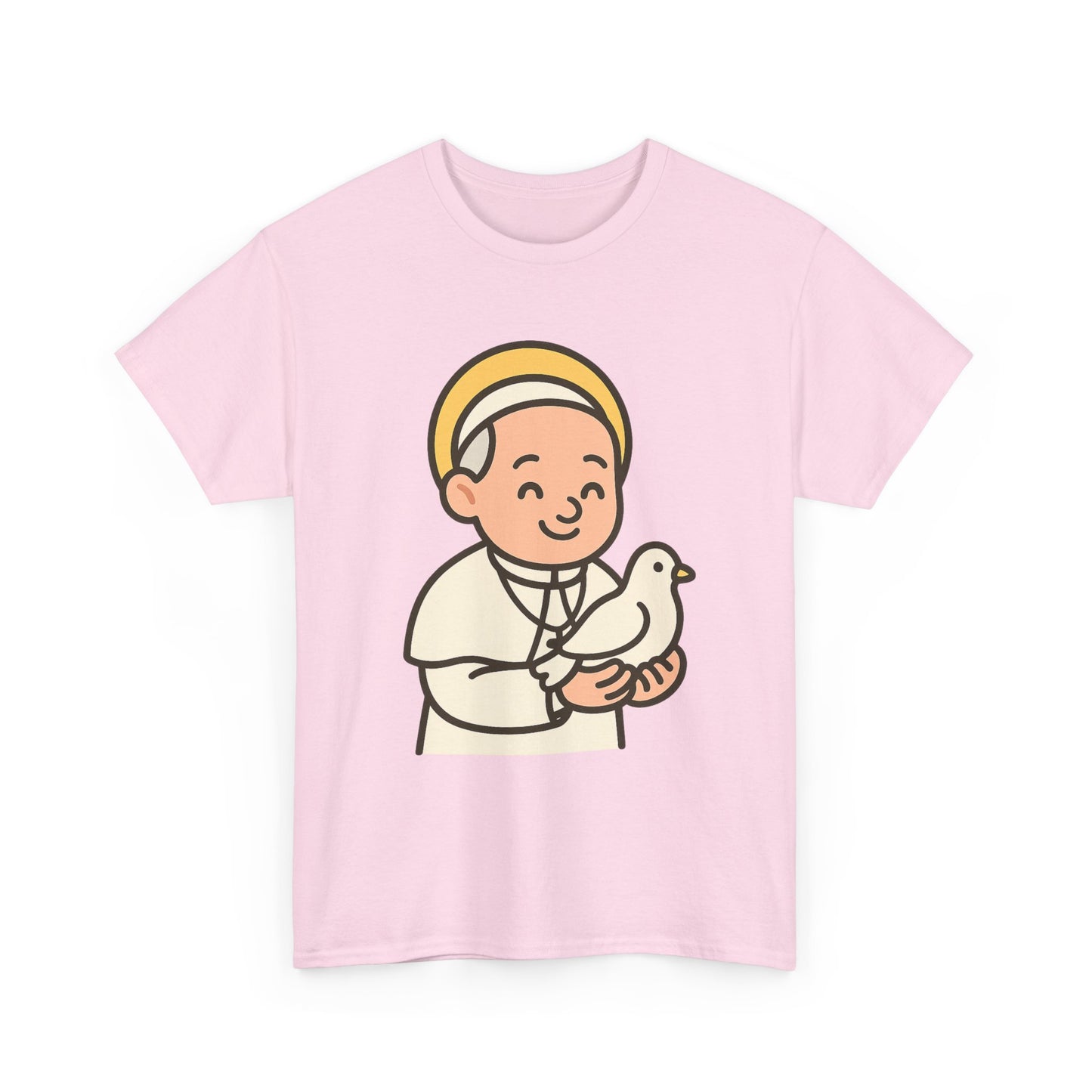 Kawaii Pope Francis with Dove Transparent Background Tribute Illustration