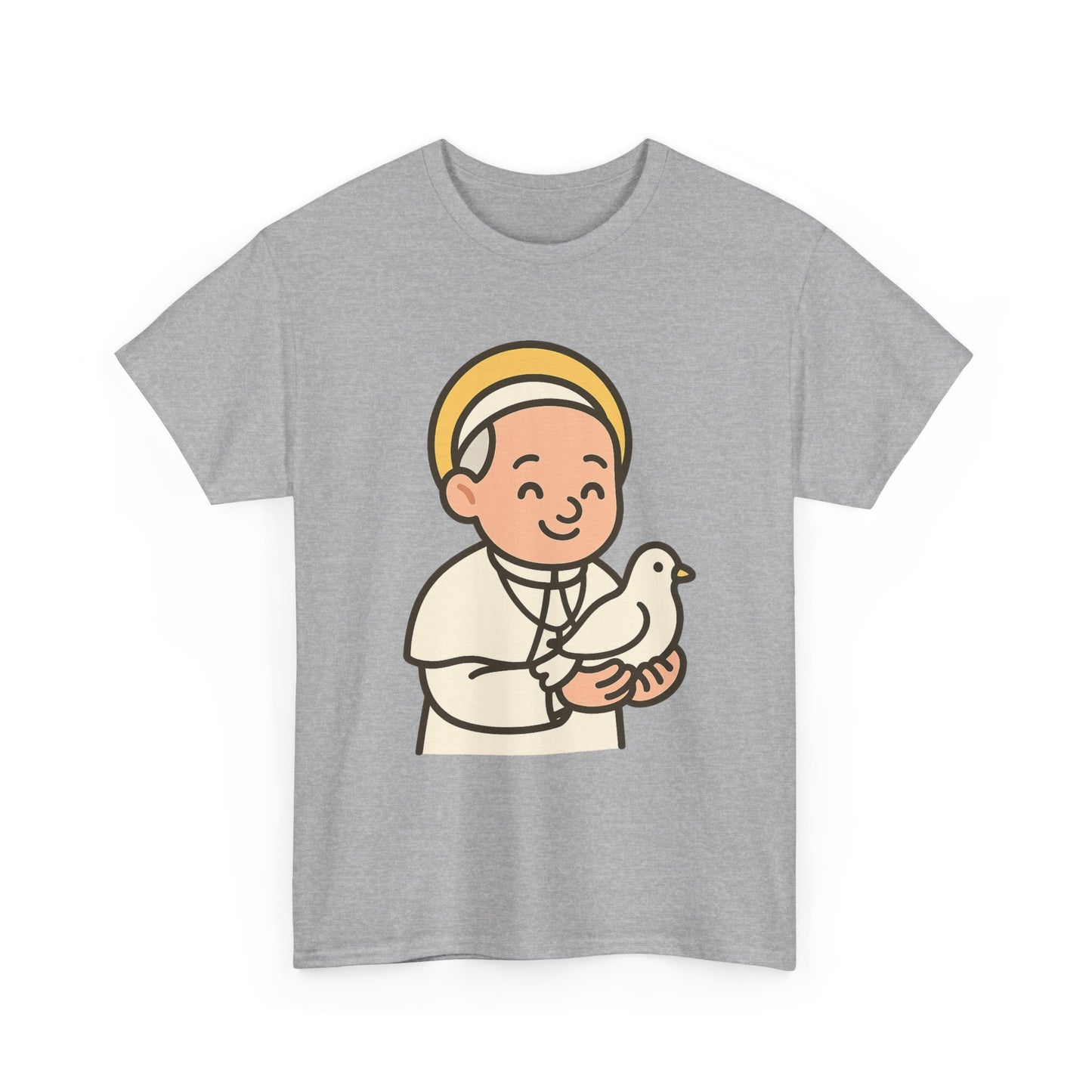 Kawaii Pope Francis with Dove Transparent Background Tribute Illustration