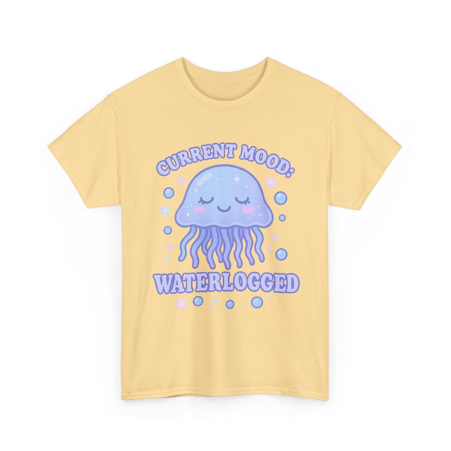 Current Mood Waterlogged Kawaii Jellyfish Pastel Bubble T-Shirt Design
