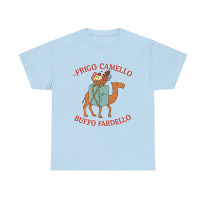 Camiseta con el divertido meme "Fridge Camel Burden" y el divertido meme "Cerebro italiano podrido"