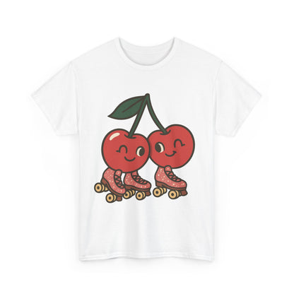 Roller Skating Cherries Italian Design Art Retro Glitter Fruit on Wheels Illustration