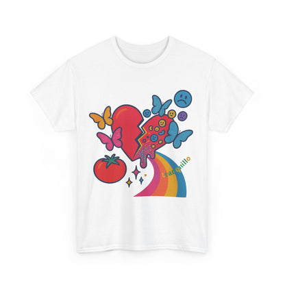 Glitch Heart with Butterflies and Emojis Pop Surreal Shisgama Art