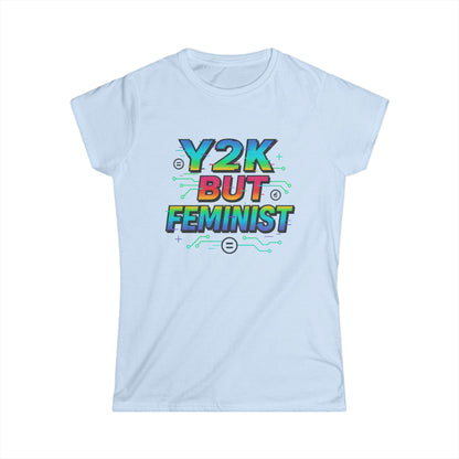 Y2K Glitch Cloth T-Shirt - Y2K BUT FEMINIST | Rainbow Tech Equality Tee | Digital Empowerment Graphic
