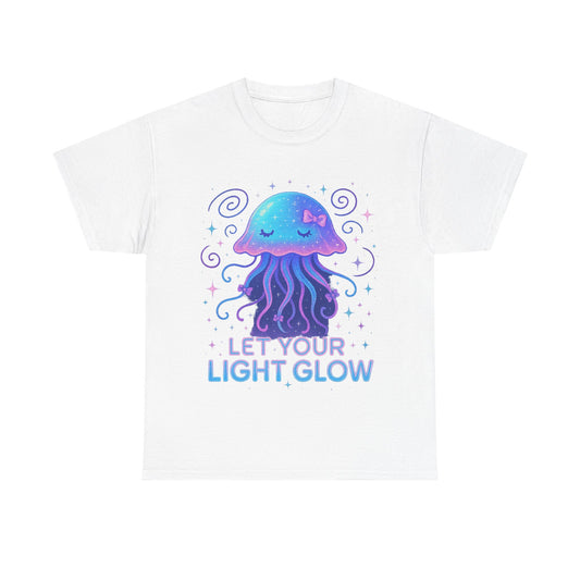 Let Your Light Glow  Bioluminescent Jellyfish Aesthetic Neon Art T-Shirt