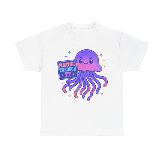 Floating Through It Kawaii Empowered Jellyfish Neon Sign Shirt Design