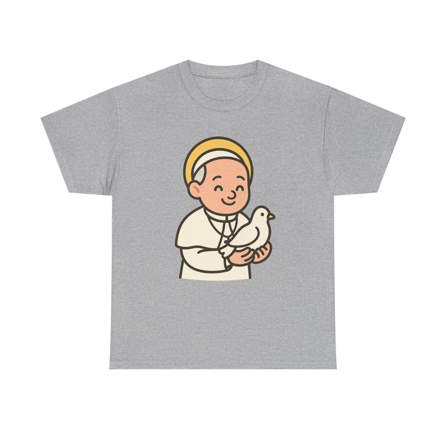 Kawaii Pope Francis with Dove Transparent Background Tribute Illustration