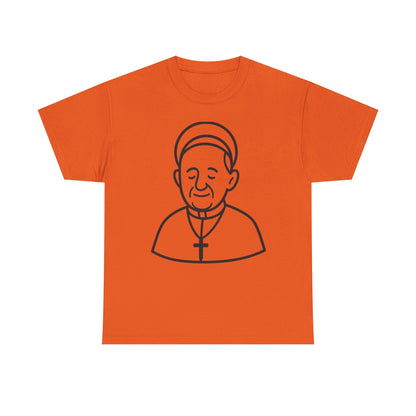 Simple Line Art Pope Francis with Halo | Transparent Minimal Outline