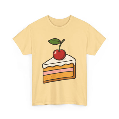 Cherry on Top Italian Design Art  Cute Cake Slice with Glossy Fruit