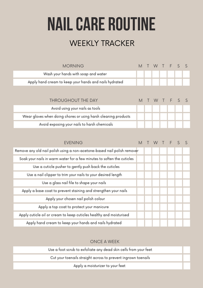 Nail Care Routine Tracker Template Canva Editable
