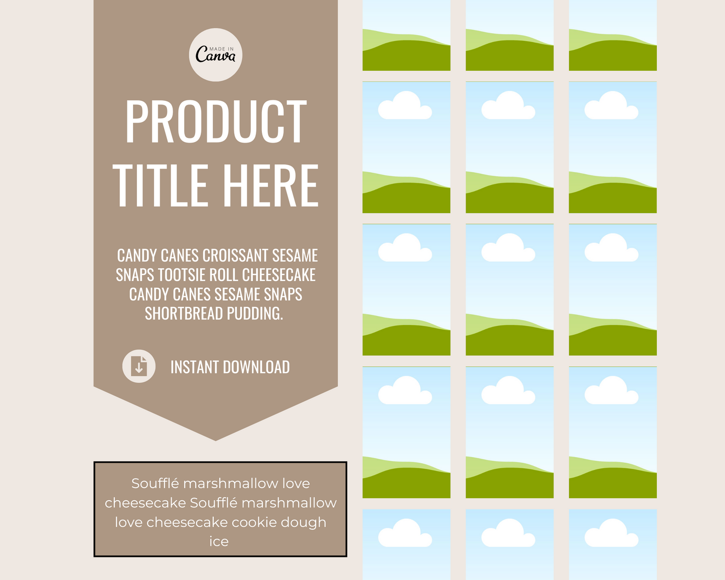 Beige Etsy Listing Mockup Templates Editable Canva Design for Products