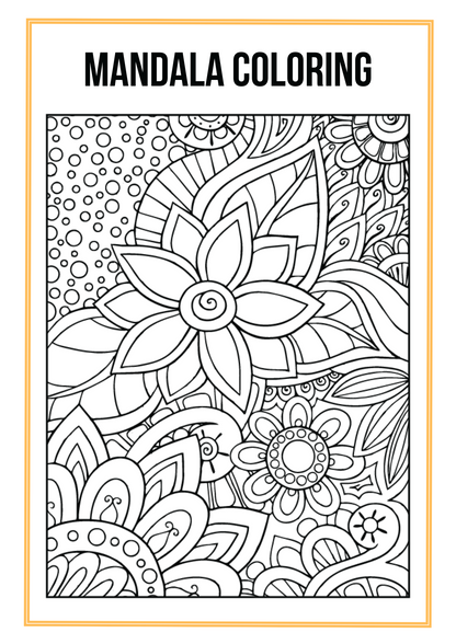 Mandala Coloring Worksheet Set Editable Canva Template for Relaxation