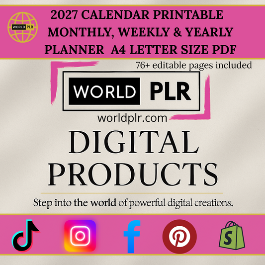 2027 Calendar Printable Monthly, Weekly &amp; Yearly Planner A4 Letter Size PDF