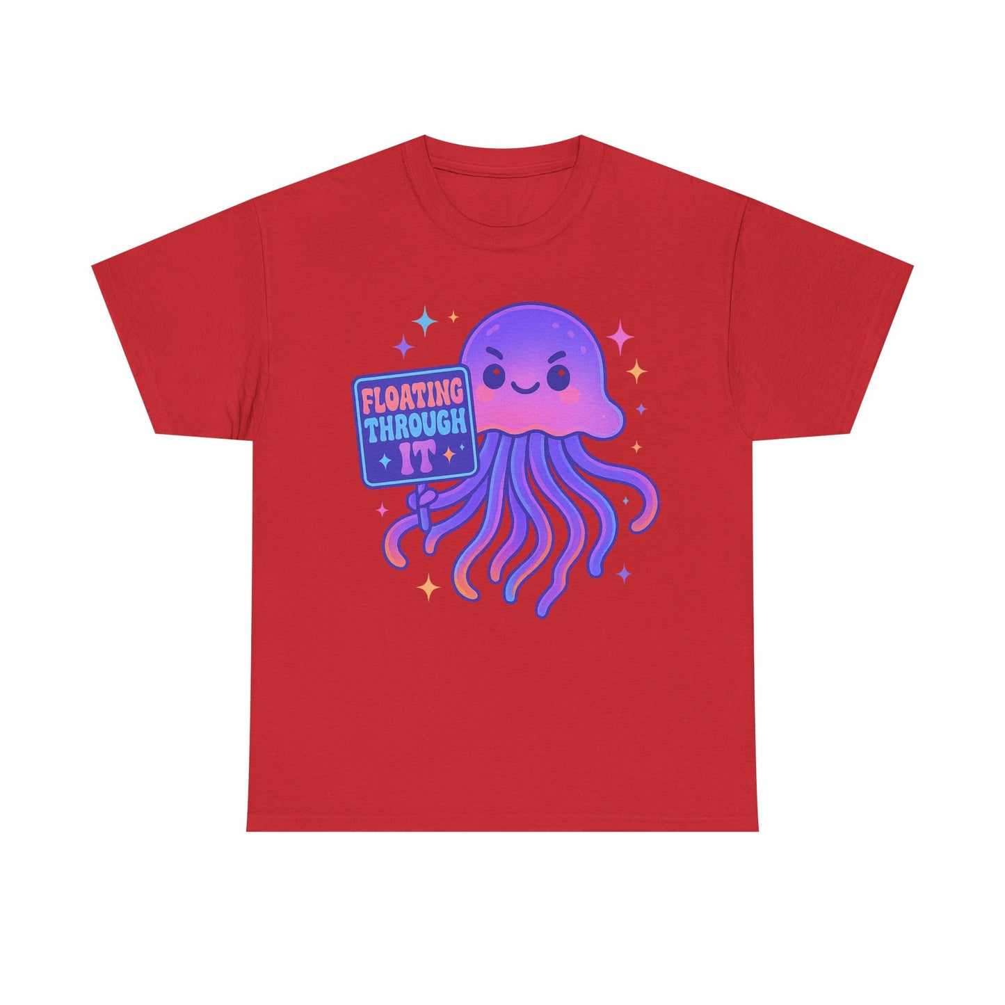 Floating Through It Kawaii Empowered Jellyfish Neon Sign Shirt Design