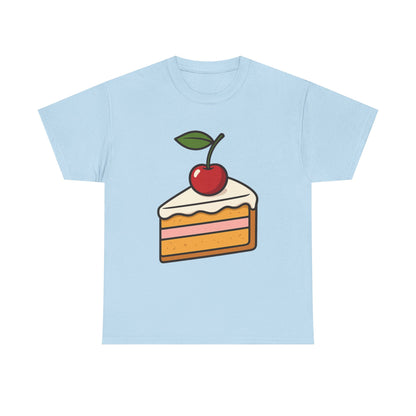 Cherry on Top Italian Design Art  Cute Cake Slice with Glossy Fruit