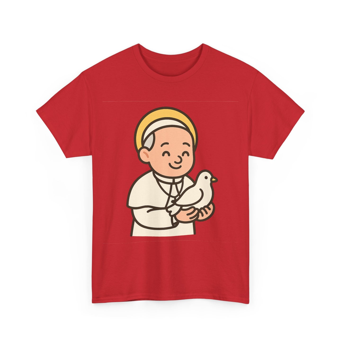 Kawaii Pope Francis with Dove Transparent Background Tribute Illustration