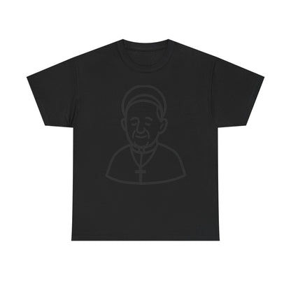 Simple Line Art Pope Francis with Halo | Transparent Minimal Outline