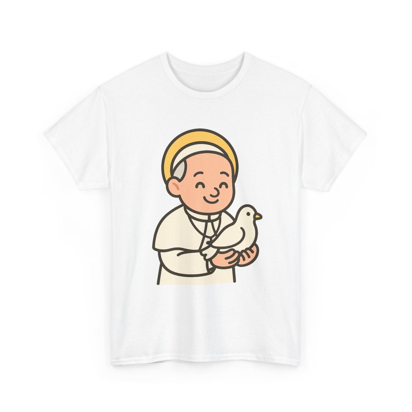 Kawaii Pope Francis with Dove Transparent Background Tribute Illustration
