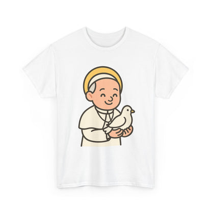 Kawaii Pope Francis with Dove Transparent Background Tribute Illustration
