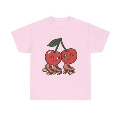 Roller Skating Cherries Italian Design Art Retro Glitter Fruit on Wheels Illustration