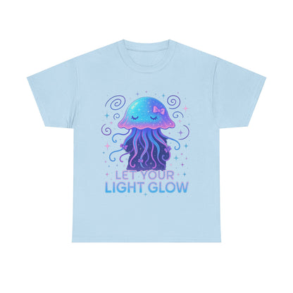 Let Your Light Glow  Bioluminescent Jellyfish Aesthetic Neon Art T-Shirt
