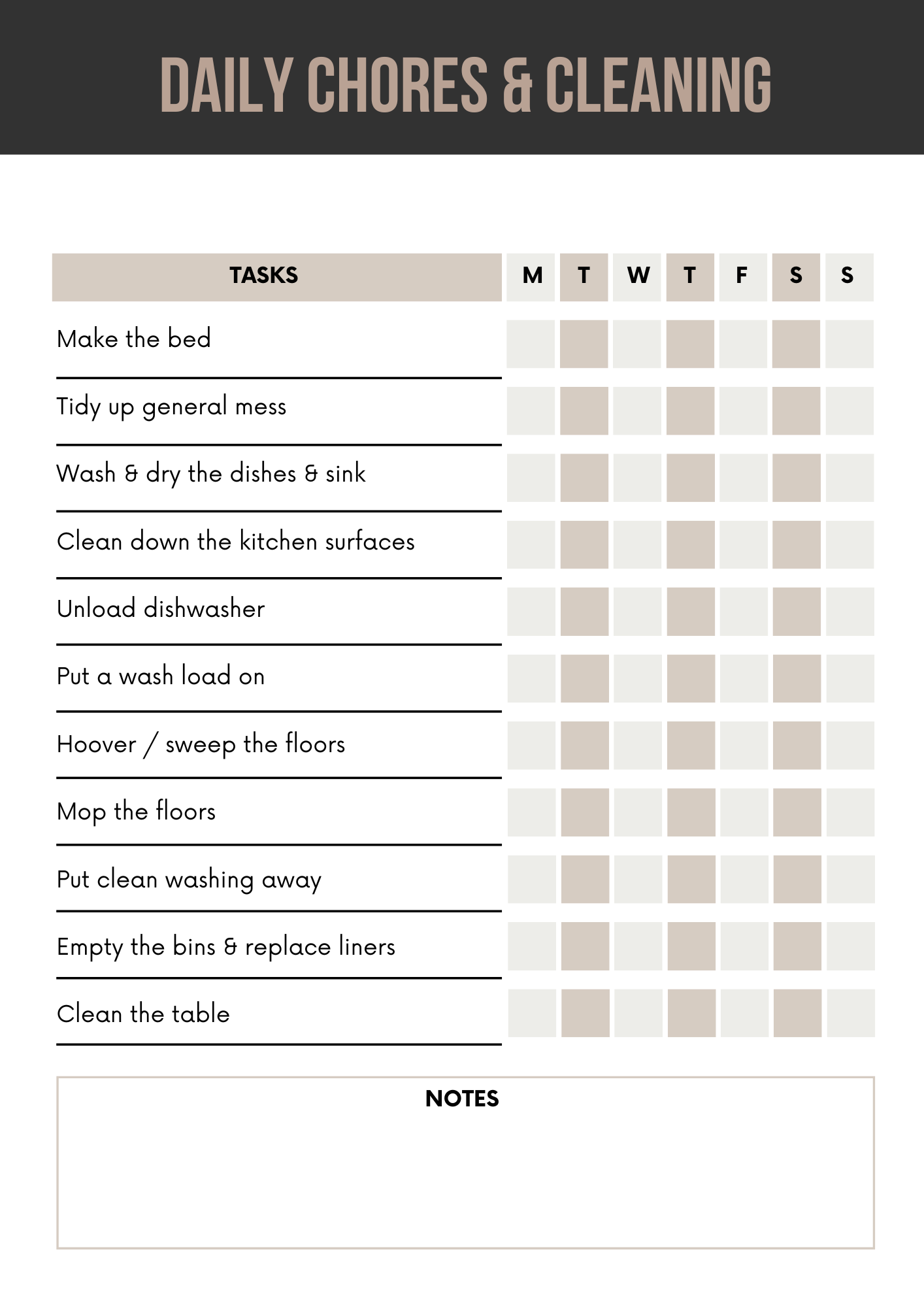 Chores Cleaning Schedule Editable Canva Template for Home Organization