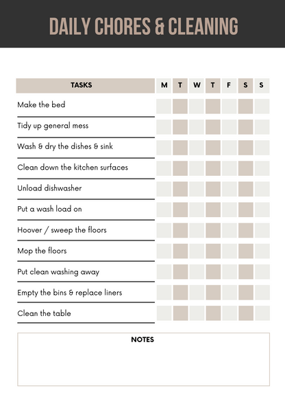 Chores Cleaning Schedule Editable Canva Template for Home Organization