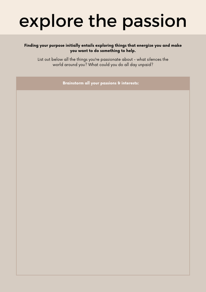 Find Your Passion Journal & Workbook  Self-Discovery Guide with Canva Editable Templates