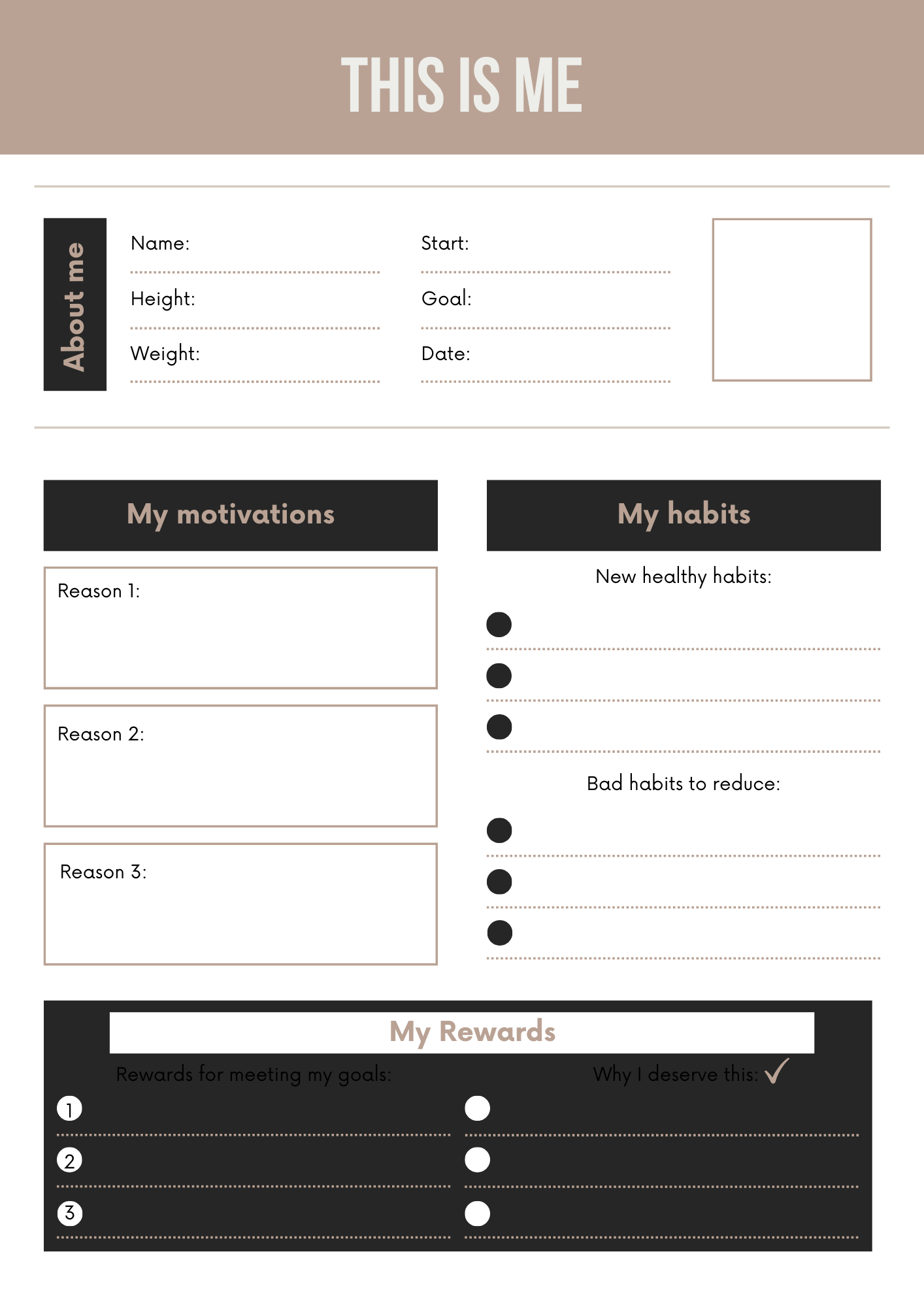 Weight Loss Journal Editable Canva Template for Fitness Tracking