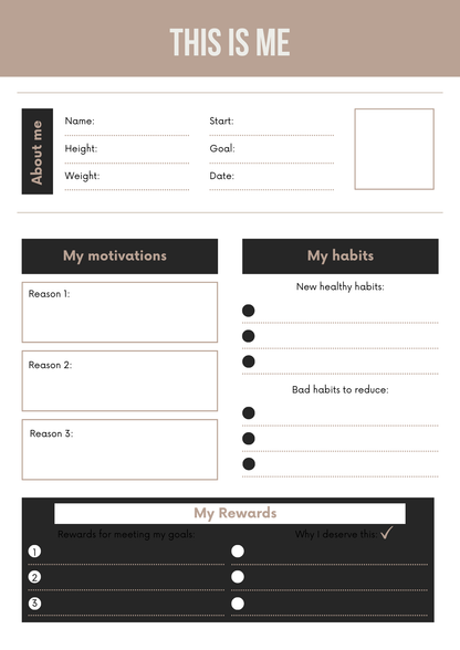 Weight Loss Journal Editable Canva Template for Fitness Tracking