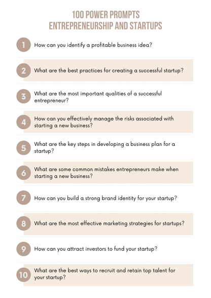 ChatGPT Power Prompts for Entrepreneurship & Startups  Business Growth Strategies