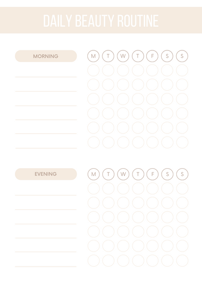 Beauty Planner Editable Canva Template for Skincare Routine