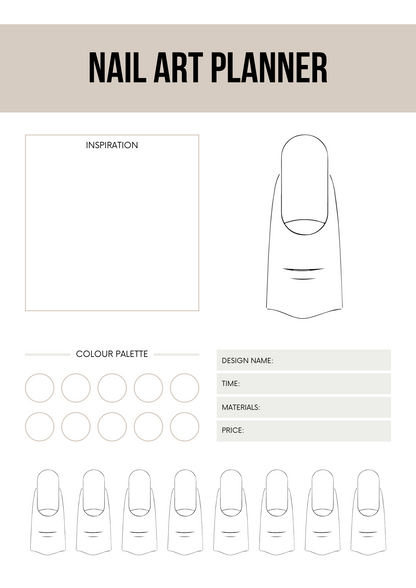 Printable Nail Art Planner Canva Template – Nail Design Organizer for Professionals & DIY