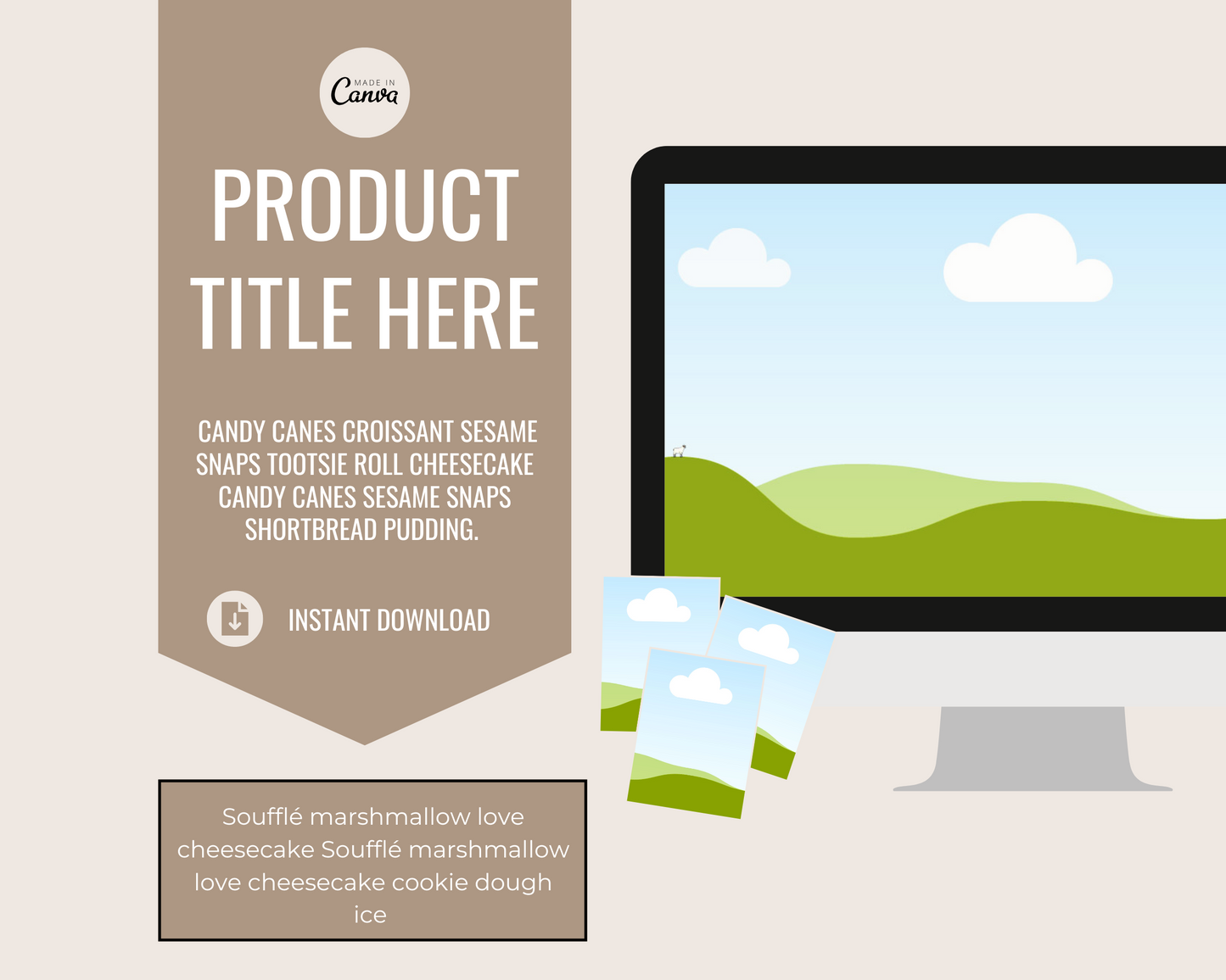 Beige Etsy Listing Mockup Templates Editable Canva Design for Products