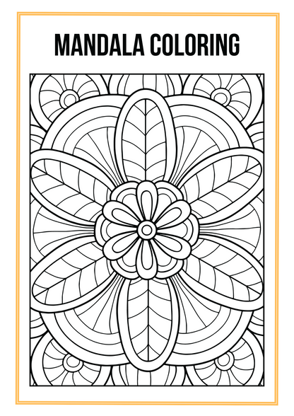 Mandala Coloring Worksheet Set Editable Canva Template for Relaxation