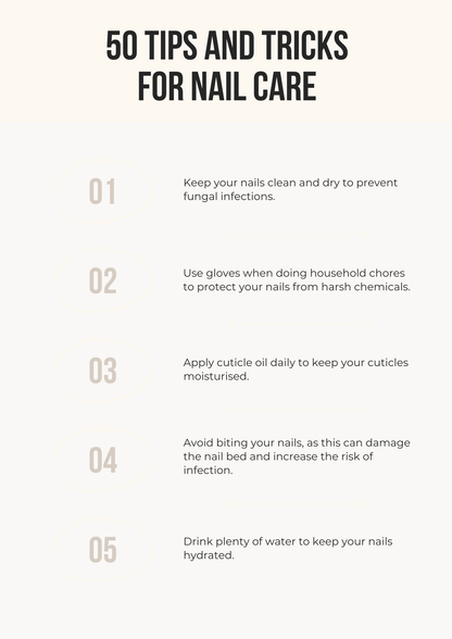 50 Tips Tricks for Nail Care Editable Canva Template Beauty Salons