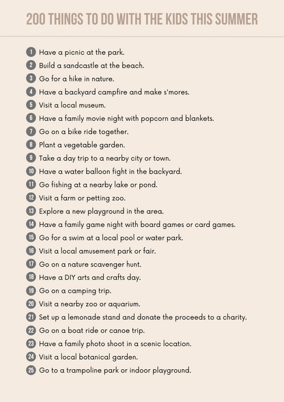 Things To Do With Kids This Summer