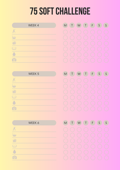75 Soft Challenge Editable Canva Template for Health Goals Tracking
