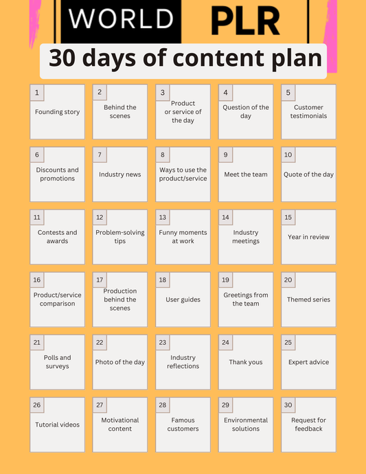 30 days of content plan
