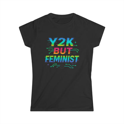 Y2K Glitch Cloth T-Shirt - Y2K BUT FEMINIST | Rainbow Tech Equality Tee | Digital Empowerment Graphic
