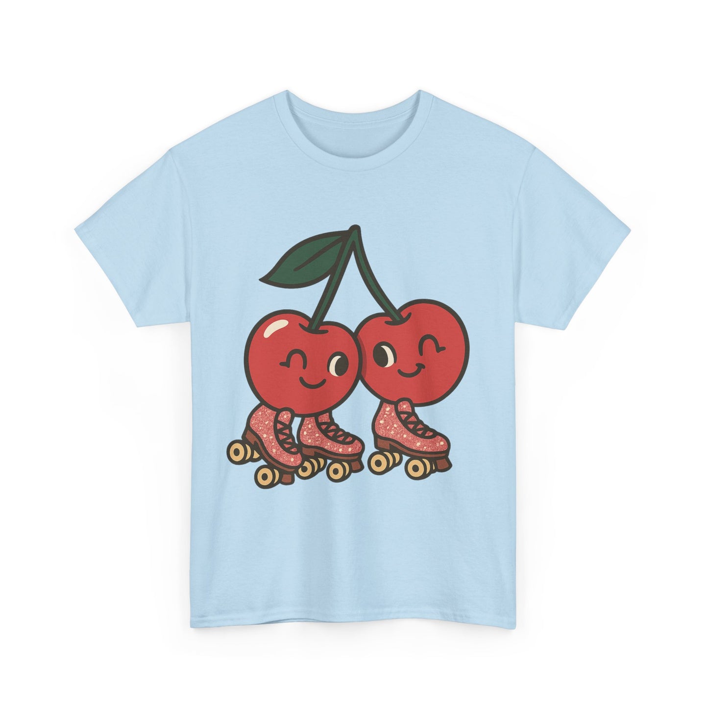 Roller Skating Cherries Italian Design Art Retro Glitter Fruit on Wheels Illustration