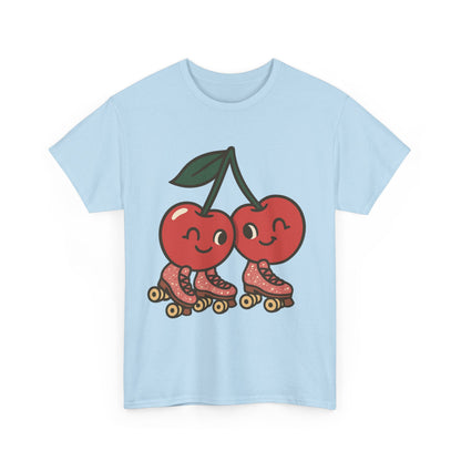 Roller Skating Cherries Italian Design Art Retro Glitter Fruit on Wheels Illustration