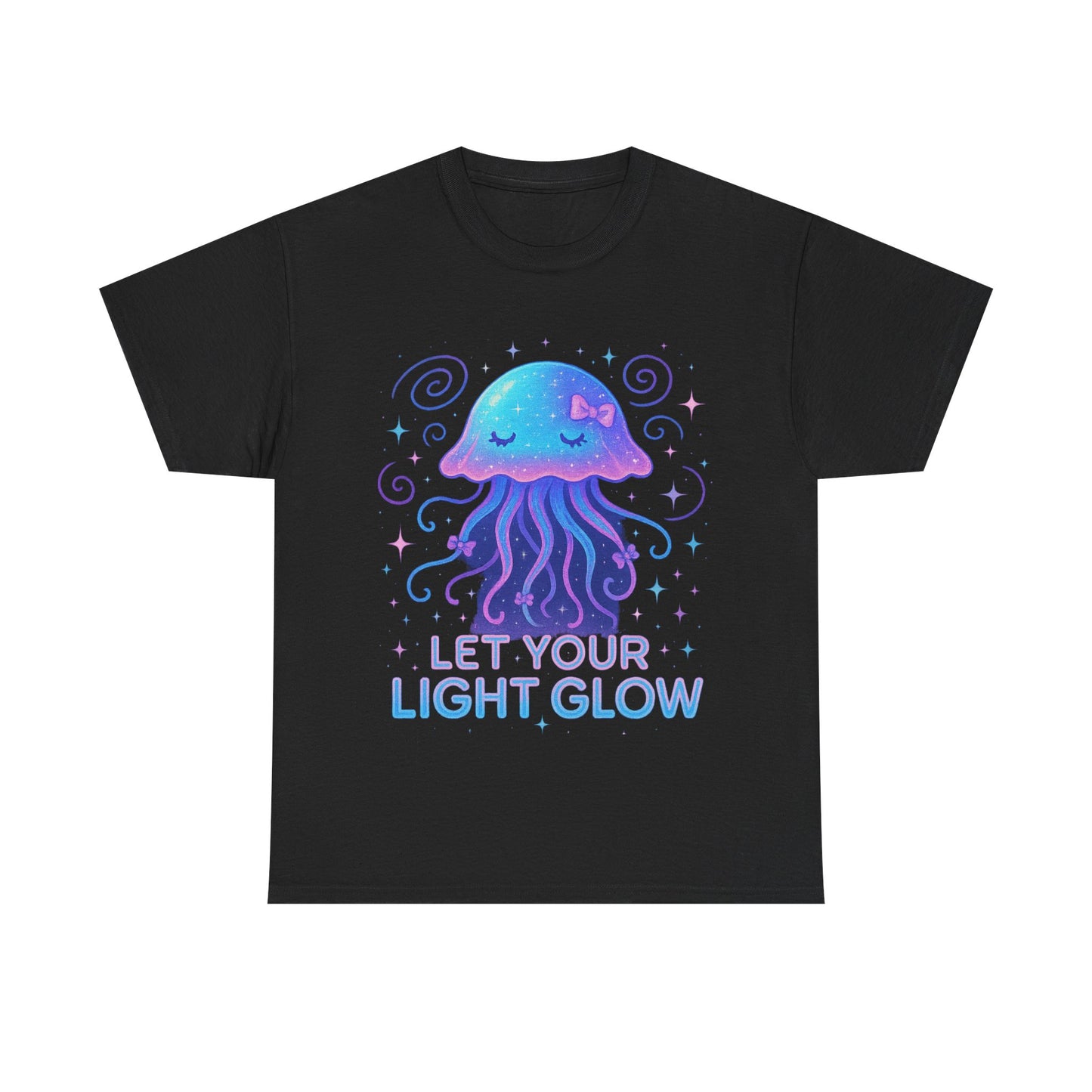 Let Your Light Glow  Bioluminescent Jellyfish Aesthetic Neon Art T-Shirt
