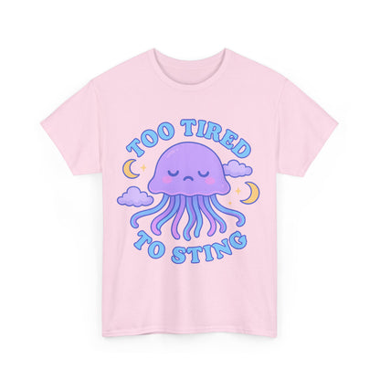 Too Tired To Sting Sleepy Jellyfish Pastel Moon Cloud T-Shirt Design