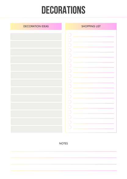 Plantilla editable de Canva para planificador de eventos y organización de fiestas