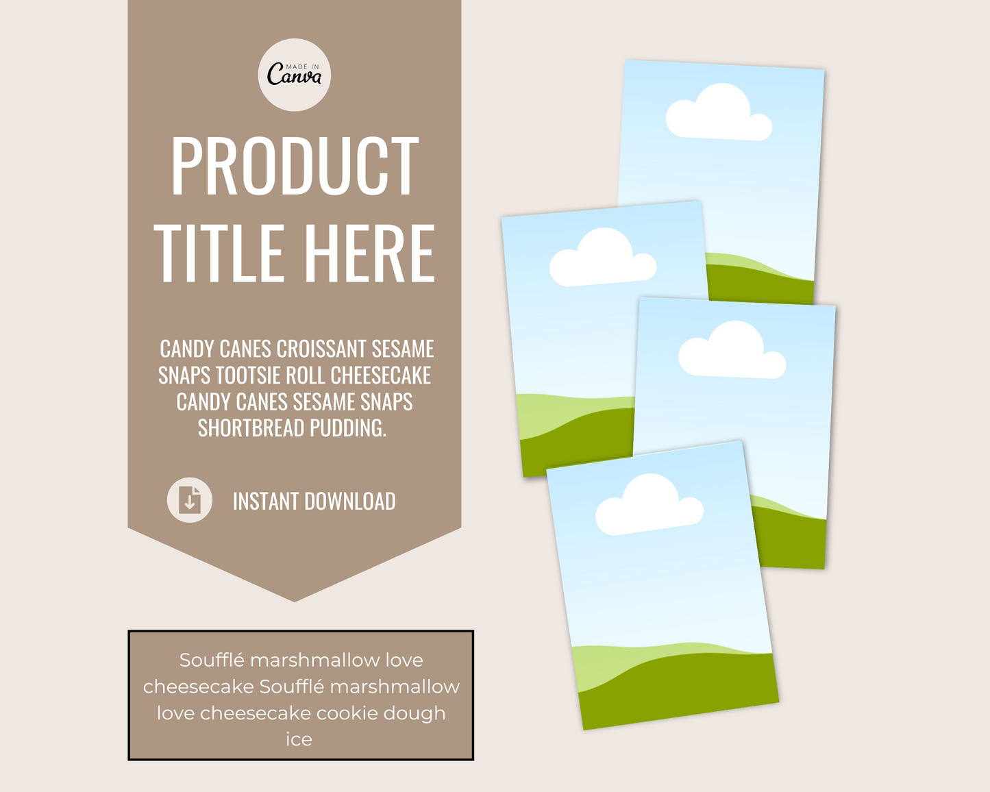Beige Etsy Listing Mockup Templates Editable Canva Design for Products