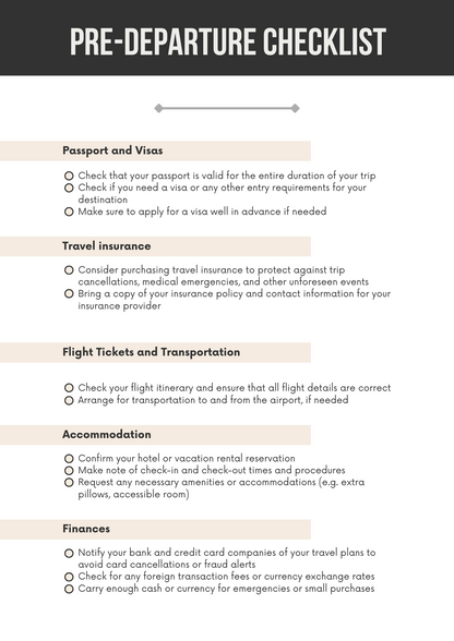Travel Checklists Template for Easy Trip Planning